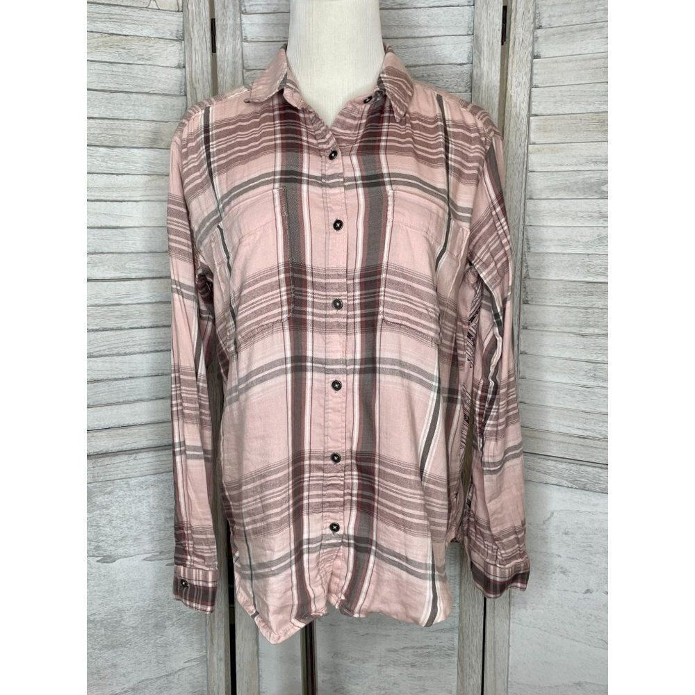Mudd Pink Plaid Bandana Back Button Down Shirt Size Small